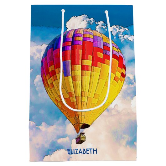 Psychedelic Abstracte Flying Hot Air ballon Medium Cadeauzakje (Achterkant)