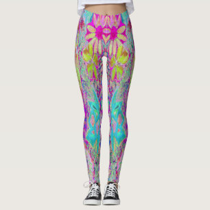 Psychedelic Abstracte Magenta en Aqua Garden Art Leggings