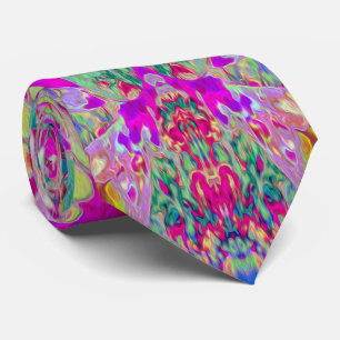 Psychedelic Abstracte Magenta en Aqua Garden Art Stropdas