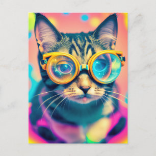 Psychedelic Acid Trip Kitty Kat Briefkaart