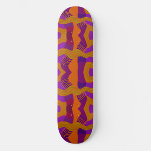 Psychedelic African Patchwork: Paarse Oranje olijv Skateboard