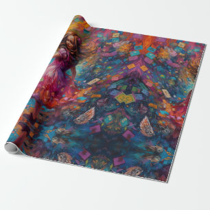 Psychedelic Alice in wonderland grillige wereld Cadeaupapier
