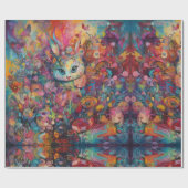 Psychedelic Alice in wonderland konijn thema Cadeaupapier (Vlak)