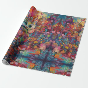 Psychedelic Alice in wonderland konijn thema Cadeaupapier