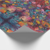 Psychedelic Alice in wonderland konijn thema Cadeaupapier (Hoek)