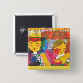 Psychedelic Babes | Pin Vierkante Button 5,1 Cm (Voorkant /achterkant)