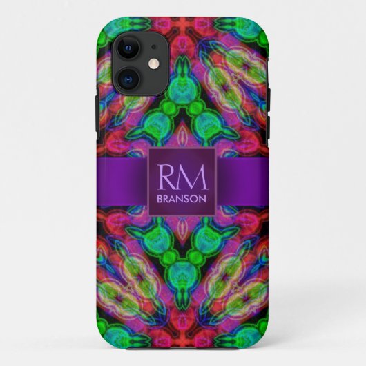 Psychedelic Batik Monogram Hoesje-Mate™ Case-Mate iPhone Case (Achterkant)