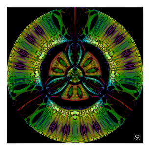 Psychedelic bio-hazard symbool (of wat u ook ziet) perfect poster