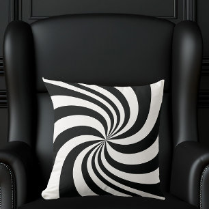 Psychedelic Black White Swirl Cool Trippy Spiral Kussen