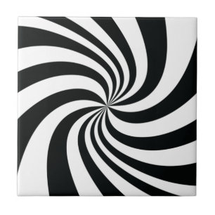 Psychedelic Black White Swirl Cool Trippy Spiral Tegeltje