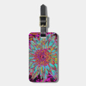 Psychedelic Blauwgroen Blue Abstract Decoratief Da Bagagelabel (Voorkant verticaal)