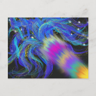 Psychedelic Blue Pink Paars Funky Abstracte Art Briefkaart