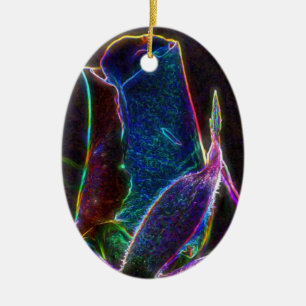 Psychedelic Blue Roos Flower Ornament
