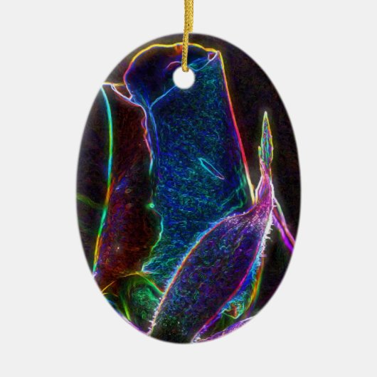 Psychedelic Blue Roos Flower Ornament (Voorkant)