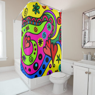 Psychedelic Bohemian Hippie Colorful Shower Curtai Douchegordijn