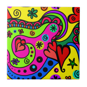 Psychedelic Bohemian Hippie Decoratieve Tegels Tegeltje
