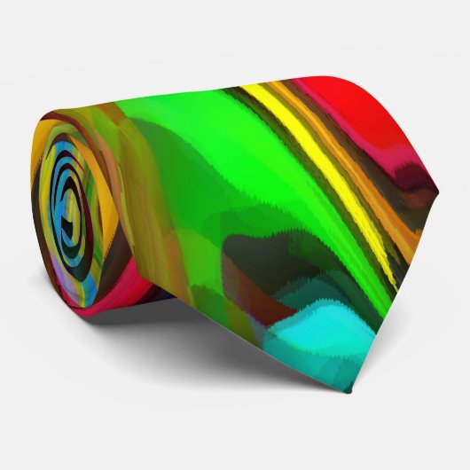 Psychedelic Breakfast moderne abstracte kunst Stropdas (Opgerold)