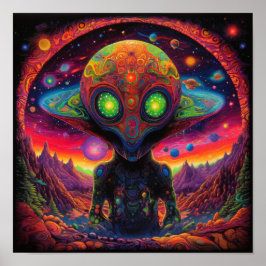 Psychedelic buitenaardse vriend poster