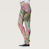 Psychedelic Caladium Leaf Botanical Print Leggings (Gauche)