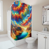 "Psychedelic Canyon Landscape - Levendige surreali Douchegordijn (In situ)