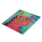 Psychedelic Cat Abstract schilderen Tegeltje (Zijkant)