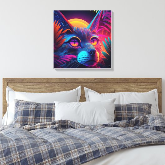 Psychedelic Cat Canvas Afdruk (Insitu (Slaapkamer))
