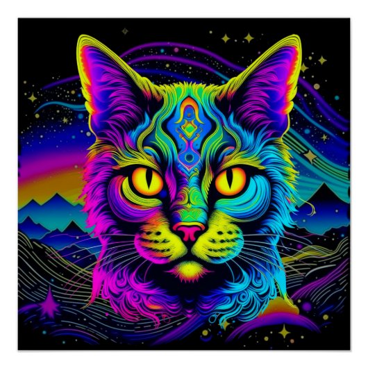 Psychedelic Cat Perfect Poster (Voorkant)