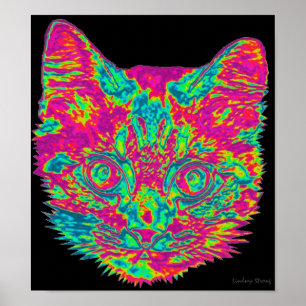 Psychedelic Cat Poster