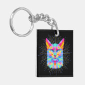 Psychedelic Cat Sticker, waterdicht Sleutelhanger (Voorkant Links)