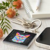 Psychedelic Cat Sticker, waterdicht Sleutelhanger (Voorkant Rechts)
