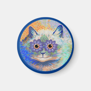 Psychedelic Cat, van Louis Wain, Button Sleutelhan Magneet
