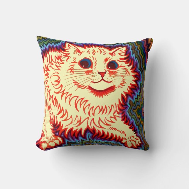  Psychedelic Cat van Louis Wain Kussen (Voorkant)