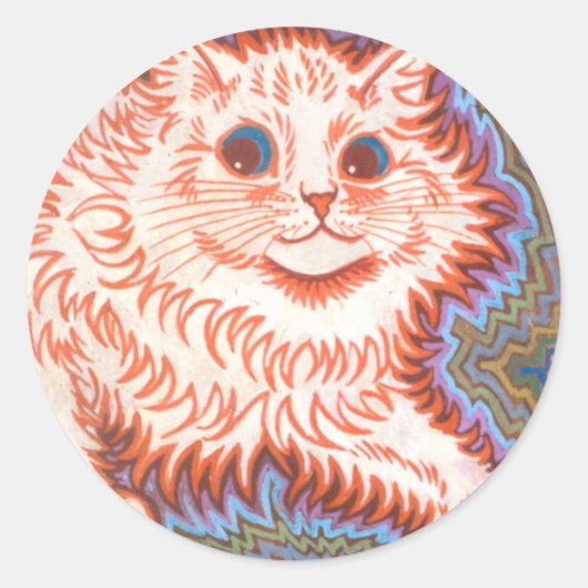  Psychedelic Cat van Louis Wain Ronde Sticker (Voorkant)