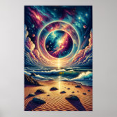 Psychedelic Celestial Sunset Beach Landschap Poster (Voorkant)