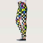 "Psychedelic Checkmate : Trippy À damiers Leggings (Gauche)