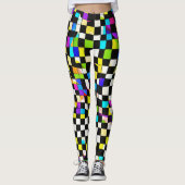 "Psychedelic Checkmate : Trippy À damiers Leggings (Devant)