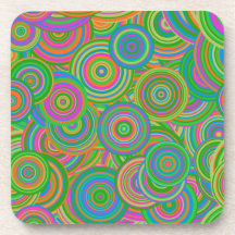 Psychedelic Circles Plastic Coaster