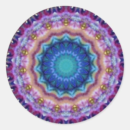 PSYCHEDELIC CIRCLL blauw roze turquase violet Ronde Sticker (Voorkant)