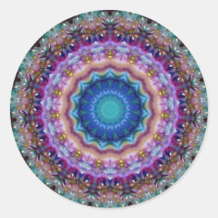 PSYCHEDELIC CIRCLL blauw roze turquase violet Ronde Sticker