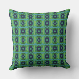 Psychedelic Color Block Patchwork Groen Blauw Kussen