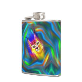 Psychedelic Color Flow Lynx-portret Heupfles (Links)