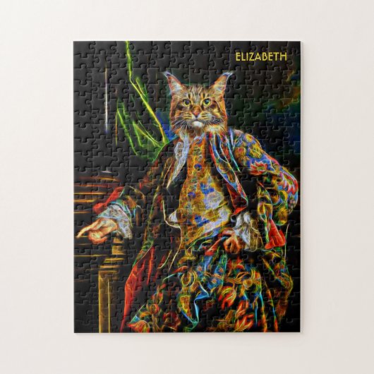 Psychedelic Colorful Abstract Fantasy Cat Legpuzzel (Verticaal)