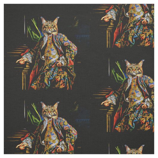 Psychedelic Colorful Abstract Fantasy Cat Stof (Swatch)