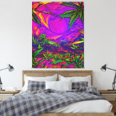 Psychedelic Colorful Cannabis Canvas Afdruk (Insitu (Slaapkamer))