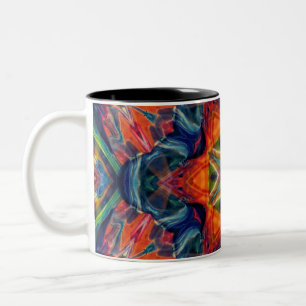 Psychedelic Colorful Kaleidoscope Patroon Tweekleurige Koffiemok