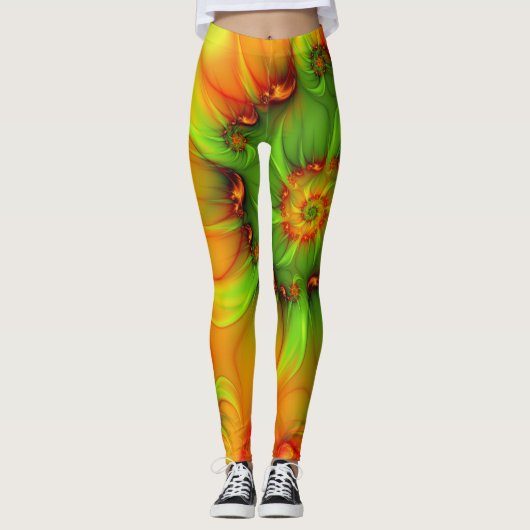 Psychedelic Colorful Modern Abstract Fractal Art Leggings (Voorkant)