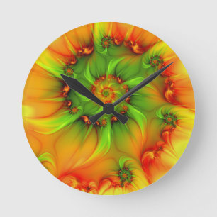 Psychedelic Colorful Modern Abstract Fractal Art Ronde Klok