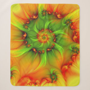 Psychedelic Colorful Modern Abstract Fractal Art Sherpa Deken