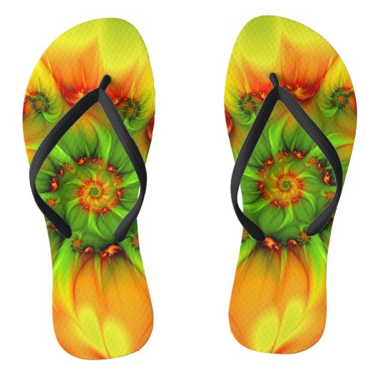 Psychedelic Colorful Modern Abstract Fractal Art Teenslippers (Voetbed)