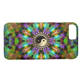 Psychedelic Colors Gold YinYang iPhone 7 Hoesje (Achterkant (Horizontaal))